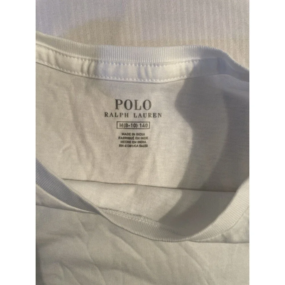 Ralph Lauren T Shirt Boys Size M 8-10 White Small Stain See Photo NWT